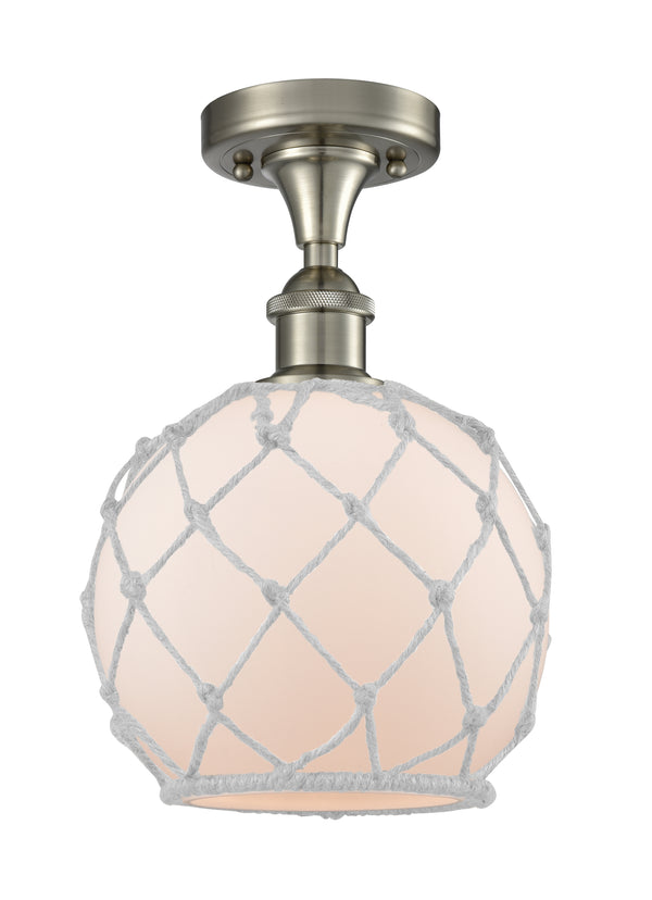 Innovations Lighting Farmhouse Rope 1 Light Semi-Flush Mount Part Of The Ballston Collection 516-1C-SN-G121-8RW-LED