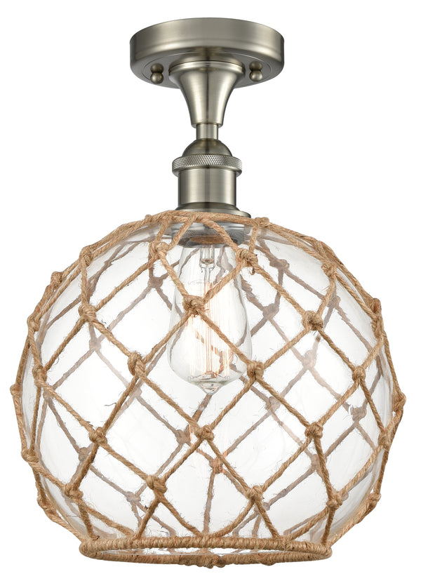 Innovations Lighting Large Farmhouse Rope 1 Light Semi-Flush Mount Part Of The Ballston Collection 516-1C-SN-G122-10RB-LED