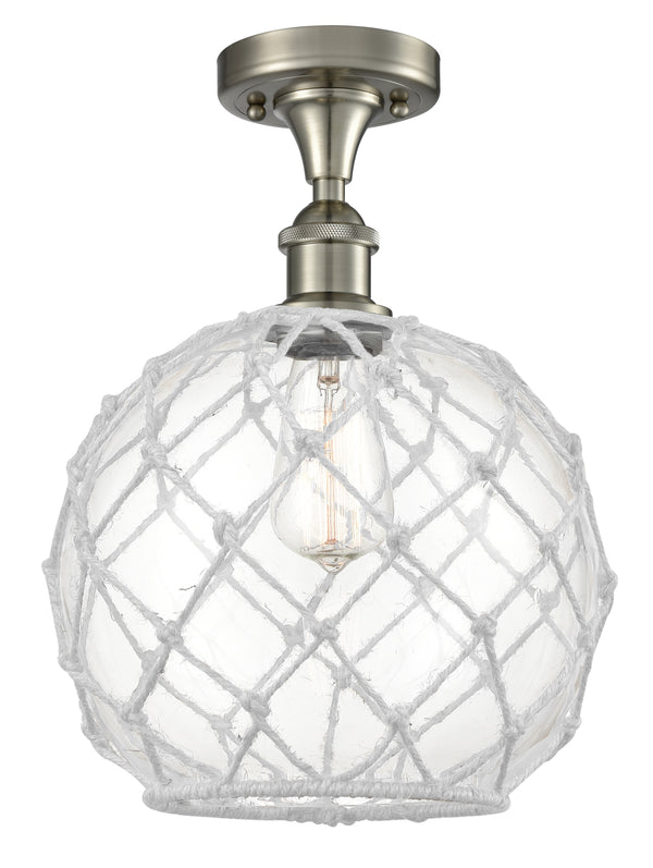Innovations Lighting Large Farmhouse Rope 1 Light Semi-Flush Mount Part Of The Ballston Collection 516-1C-SN-G122-10RW-LED