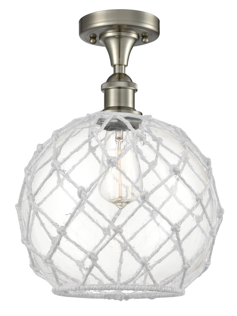 Innovations Lighting Large Farmhouse Rope 1 Light Semi-Flush Mount Part Of The Ballston Collection 516-1C-SN-G122-10RW-LED