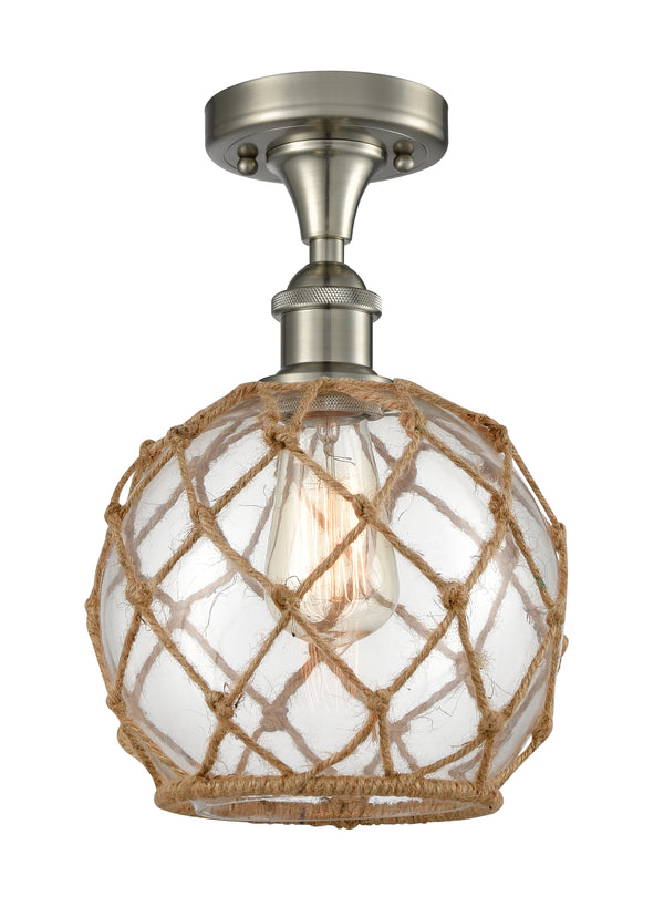 Innovations Lighting Farmhouse Rope 1 Light Semi-Flush Mount Part Of The Ballston Collection 516-1C-SN-G122-8RB-LED