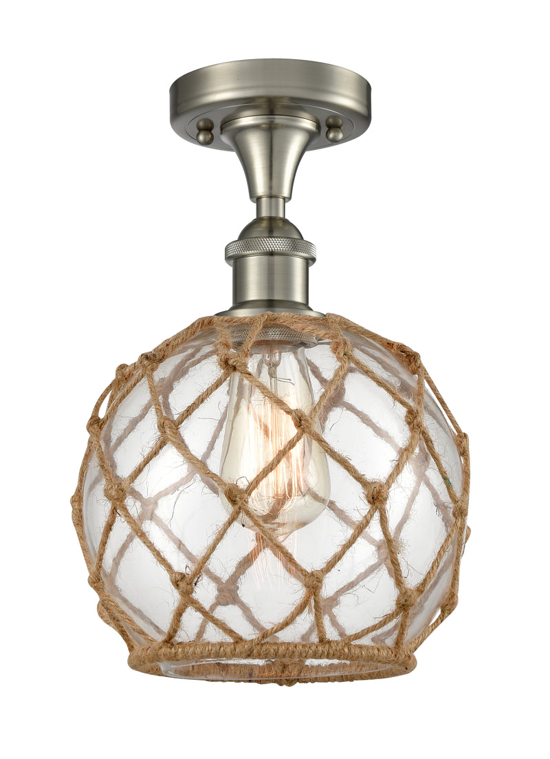 Innovations Lighting Farmhouse Rope 1 Light Semi-Flush Mount Part Of The Ballston Collection 516-1C-SN-G122-8RB-LED