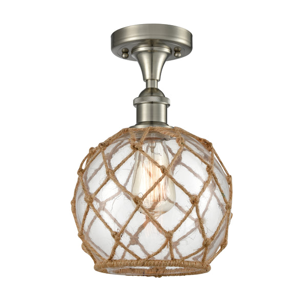 Innovations Lighting Farmhouse Rope 1 Light Semi-Flush Mount Part Of The Ballston Collection 516-1C-SN-G122-8RB