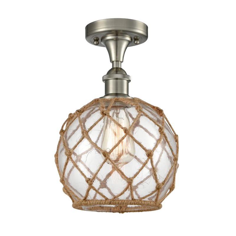 Innovations Lighting Farmhouse Rope 1 Light Semi-Flush Mount Part Of The Ballston Collection 516-1C-SN-G122-8RB