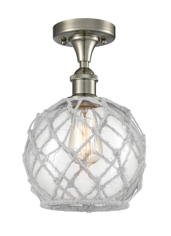 Innovations Lighting Farmhouse Rope 1 Light Semi-Flush Mount Part Of The Ballston Collection 516-1C-SN-G122-8RW-LED