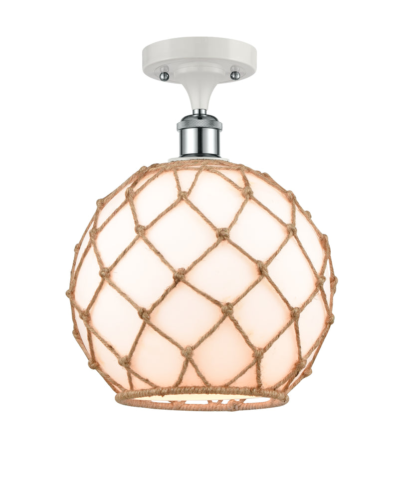 Innovations Lighting Large Farmhouse Rope 1 Light Semi-Flush Mount Part Of The Ballston Collection 516-1C-WPC-G121-10RB-LED