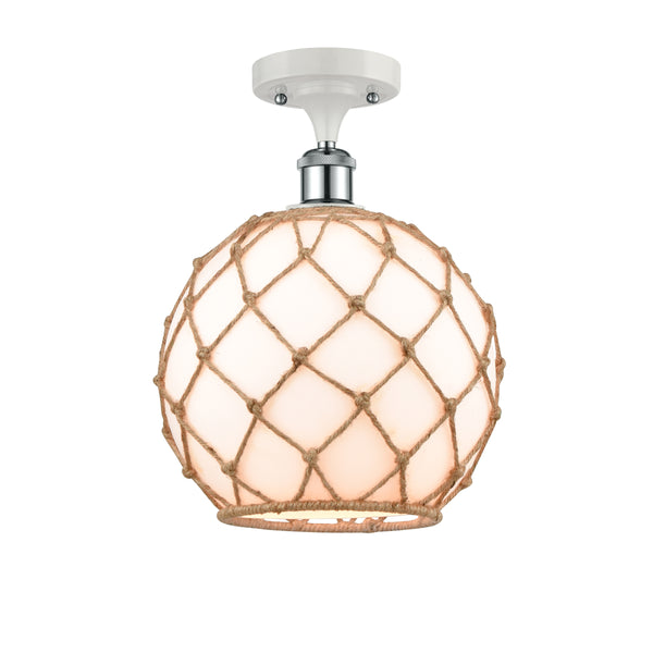 Innovations Lighting Large Farmhouse Rope 1 Light Semi-Flush Mount Part Of The Ballston Collection 516-1C-WPC-G121-10RB