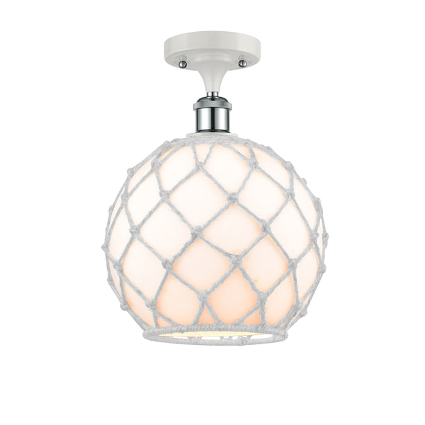 Innovations Lighting Large Farmhouse Rope 1 Light Semi-Flush Mount Part Of The Ballston Collection 516-1C-WPC-G121-10RW