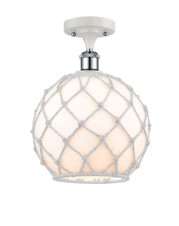Innovations Lighting Large Farmhouse Rope 1 Light Semi-Flush Mount Part Of The Ballston Collection 516-1C-WPC-G121-10RW-LED