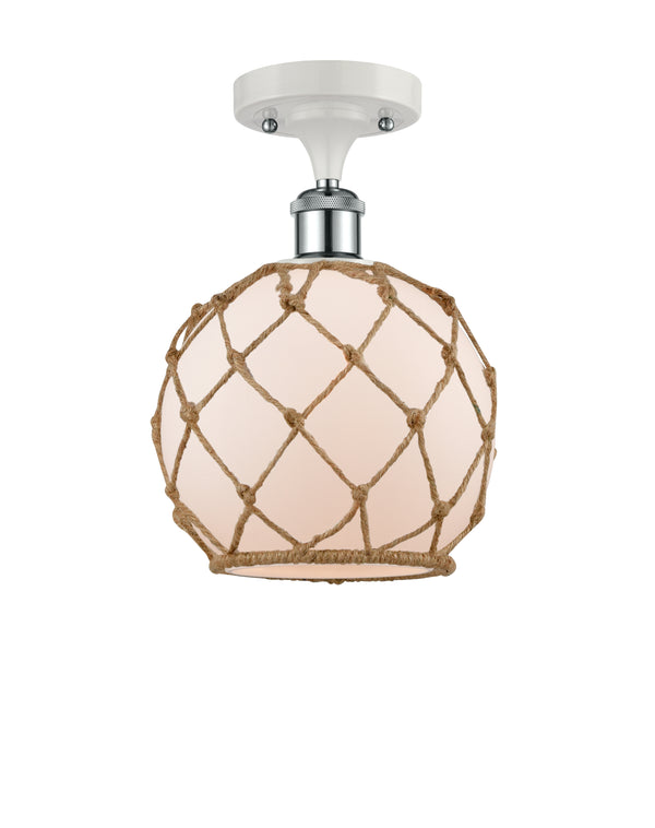 Innovations Lighting Farmhouse Rope 1 Light Semi-Flush Mount Part Of The Ballston Collection 516-1C-WPC-G121-8RB-LED