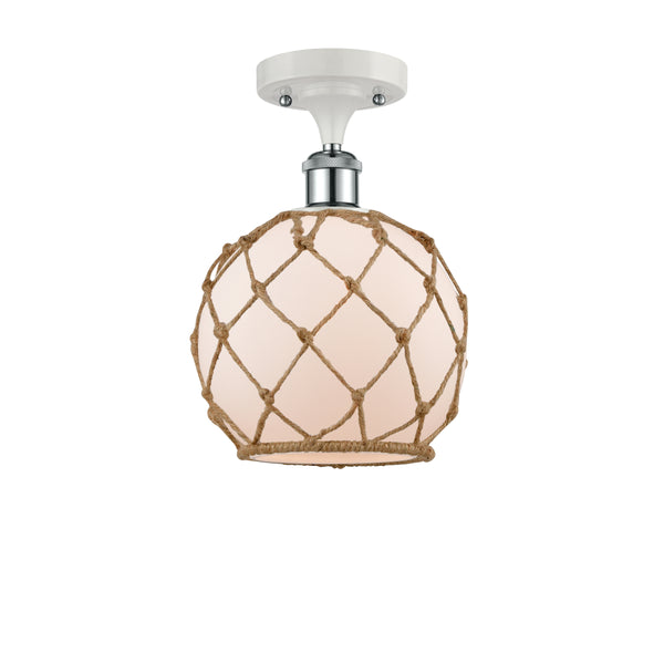 Innovations Lighting Farmhouse Rope 1 Light Semi-Flush Mount Part Of The Ballston Collection 516-1C-WPC-G121-8RB