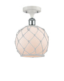Innovations Lighting Farmhouse Rope 1 Light Semi-Flush Mount Part Of The Ballston Collection 516-1C-WPC-G121-8RW-LED