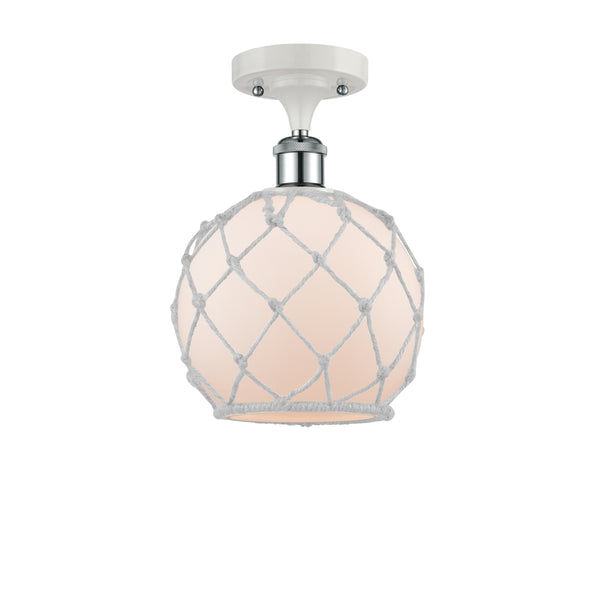 Innovations Lighting Farmhouse Rope 1 Light Semi-Flush Mount Part Of The Ballston Collection 516-1C-WPC-G121-8RW