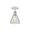 Conesus Semi-Flush Mount shown in the White and Polished Chrome finish with a Clear Crackle shade