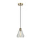 Conesus Mini Pendant shown in the Antique Brass finish with a Clear Crackle shade