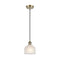 Dayton Mini Pendant shown in the Antique Brass finish with a White shade