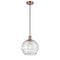 Deco Swirl Mini Pendant shown in the Antique Copper finish with a Clear shade