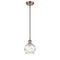 Deco Swirl Mini Pendant shown in the Antique Copper finish with a Clear shade