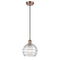 Deco Swirl Mini Pendant shown in the Antique Copper finish with a Clear shade