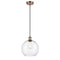Athens Mini Pendant shown in the Antique Copper finish with a Clear shade