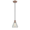 Conesus Mini Pendant shown in the Antique Copper finish with a Clear Crackle shade