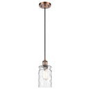 Candor Mini Pendant shown in the Antique Copper finish with a Clear Waterglass shade