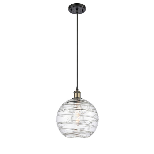 Deco Swirl Mini Pendant shown in the Black Antique Brass finish with a Clear shade