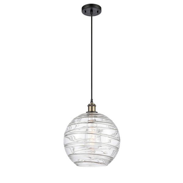 Deco Swirl Mini Pendant shown in the Black Antique Brass finish with a Clear shade