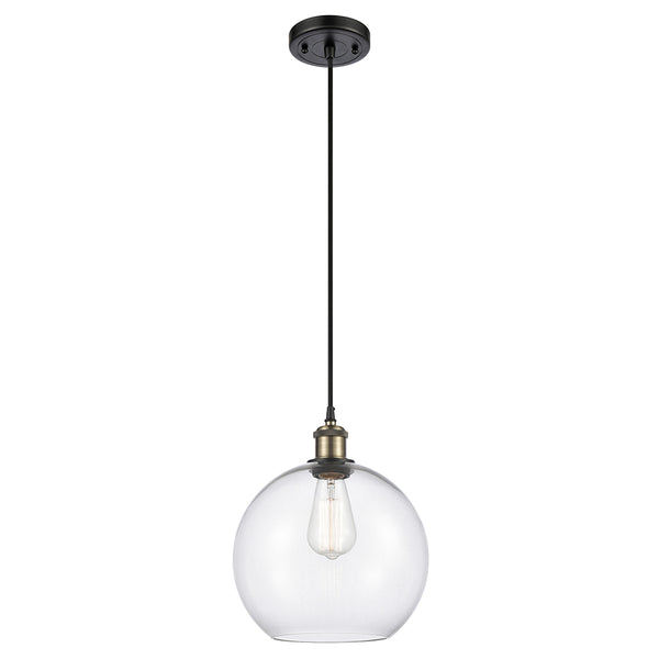 Athens Mini Pendant shown in the Black Antique Brass finish with a Clear shade