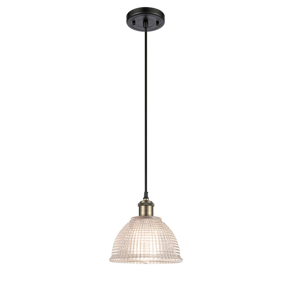 Arietta Mini Pendant shown in the Black Antique Brass finish with a Clear shade