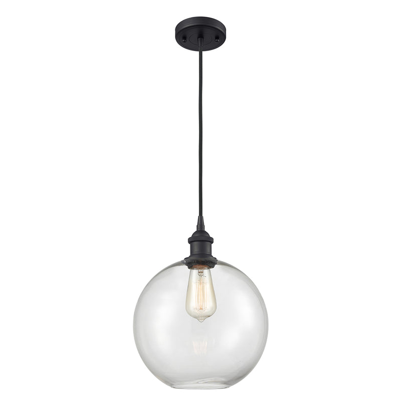 Athens Mini Pendant shown in the Matte Black finish with a Clear shade