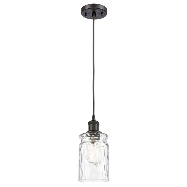 Candor Mini Pendant shown in the Oil Rubbed Bronze finish with a Clear Waterglass shade