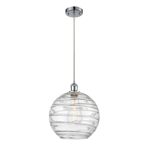 Deco Swirl Mini Pendant shown in the Polished Chrome finish with a Clear shade