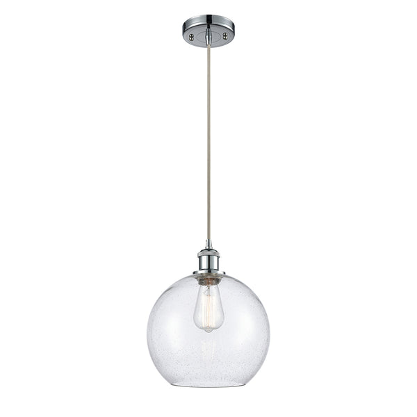 Athens Mini Pendant shown in the Polished Chrome finish with a Seedy shade
