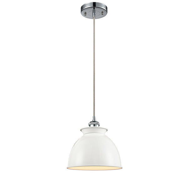 Adirondack Mini Pendant shown in the Polished Chrome finish with a Glossy White shade