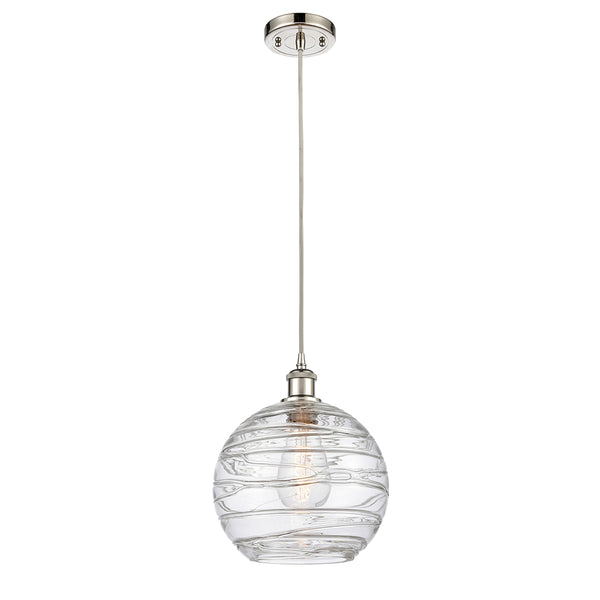 Deco Swirl Mini Pendant shown in the Polished Nickel finish with a Clear shade