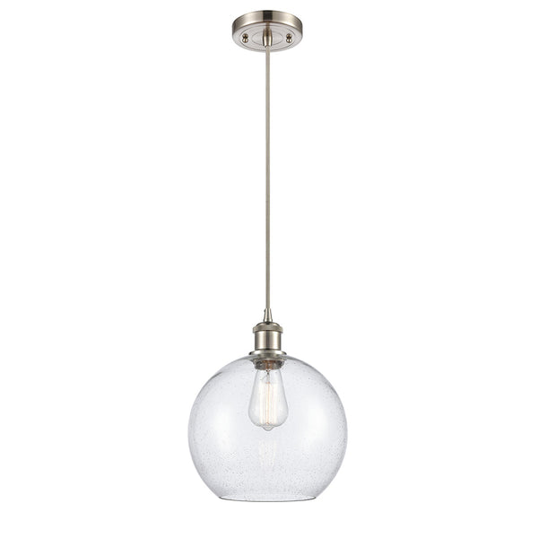 Athens Mini Pendant shown in the Brushed Satin Nickel finish with a Seedy shade