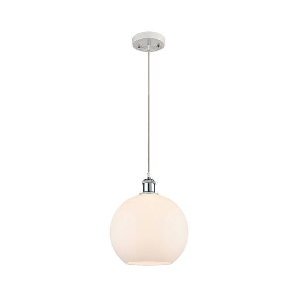 Athens Mini Pendant shown in the White and Polished Chrome finish with a Matte White shade