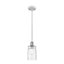 Candor Mini Pendant shown in the White and Polished Chrome finish with a Clear Waterglass shade