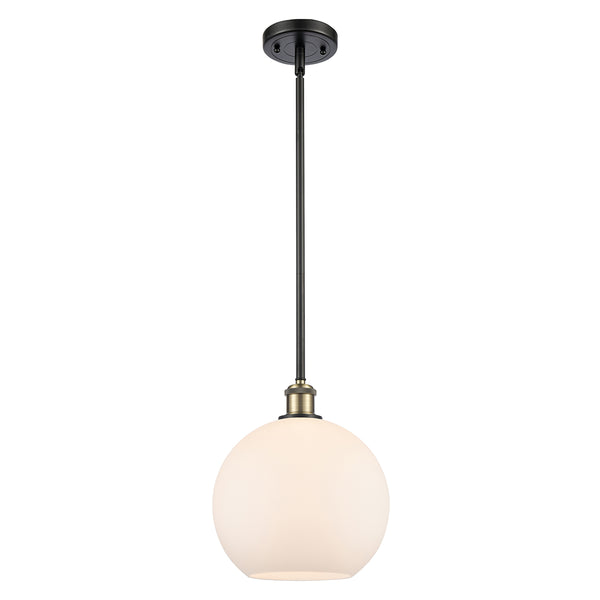 Athens Mini Pendant shown in the Black Antique Brass finish with a Matte White shade