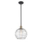 Deco Swirl Mini Pendant shown in the Black Antique Brass finish with a Clear shade