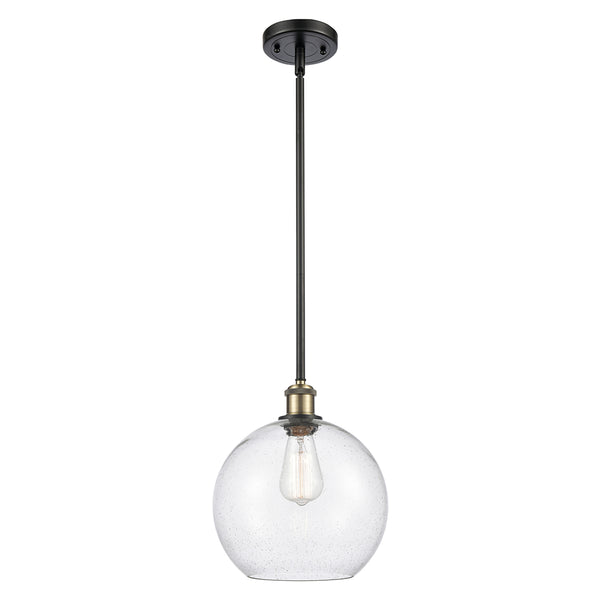 Athens Mini Pendant shown in the Black Antique Brass finish with a Seedy shade