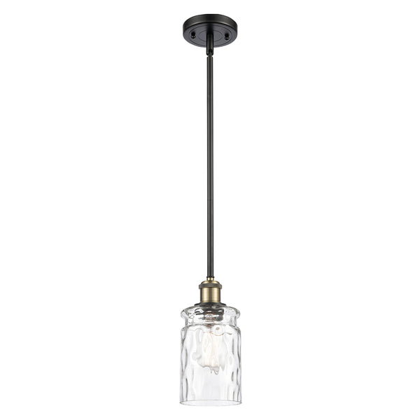 Candor Mini Pendant shown in the Black Antique Brass finish with a Clear Waterglass shade