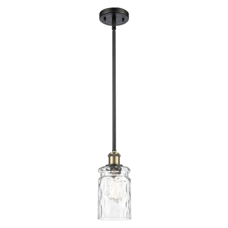 Candor Mini Pendant shown in the Black Antique Brass finish with a Clear Waterglass shade