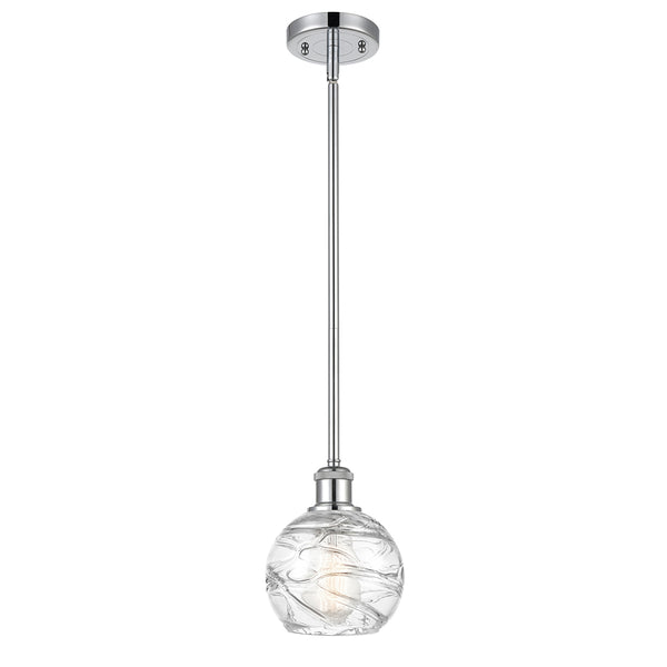 Deco Swirl Mini Pendant shown in the Polished Chrome finish with a Clear shade
