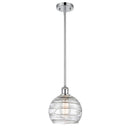 Deco Swirl Mini Pendant shown in the Polished Chrome finish with a Clear shade