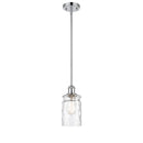 Candor Mini Pendant shown in the Polished Chrome finish with a Clear Waterglass shade