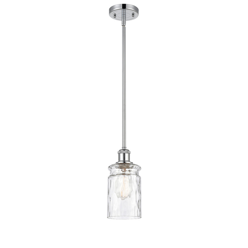 Candor Mini Pendant shown in the Polished Chrome finish with a Clear Waterglass shade