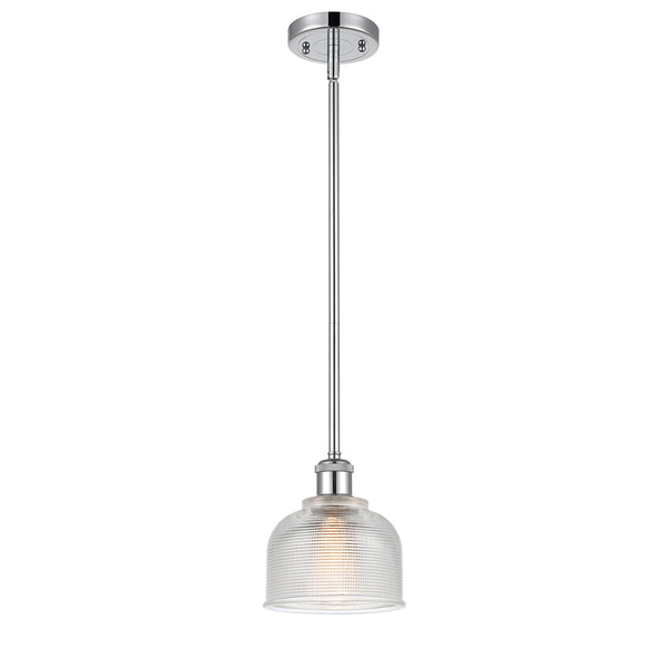 Dayton Mini Pendant shown in the Polished Chrome finish with a Clear shade