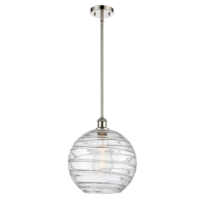 Deco Swirl Mini Pendant shown in the Polished Nickel finish with a Clear shade